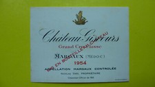 Etiquette de vin wine label weinetikett CHÂTEAU GISCOURS 1954