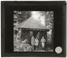 Maison de campagne, enfants, photo plaque de verre, positif 8,5x10 cm