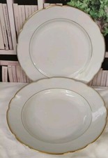 2 Plats Porcelaine Bavaria Blanc & Filet Or ( 1 Rond & 1 Creux)