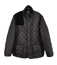 Veste Ralph Lauren homme XL noire matelassée en daim patch de tir doublé...