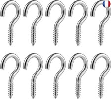 10 pcs Crochets à Vis Anti-rouille, Boulon à Oeil Galvanisé Crochet à Visser pou