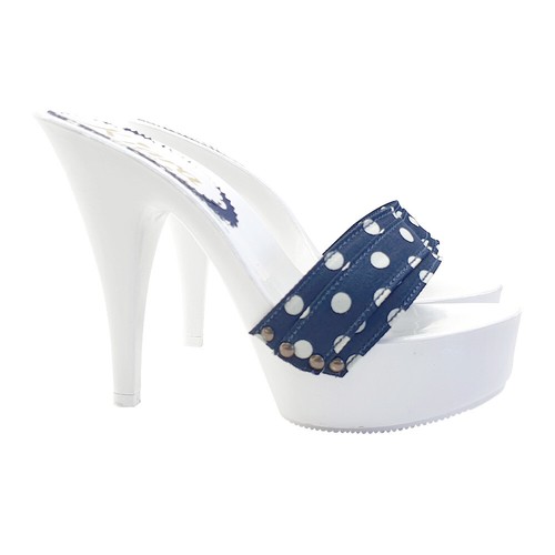 Mules blanches pois bleus - blanches,