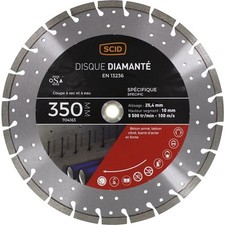 Disque diamanté ventilé ° 350 mm coupe matériaux béton métal SCID