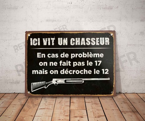 Plaque métal vintage ici vit