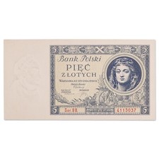 Pologne - billet 5 zlotych 1930 - filigrane Sigismond le Vieux - NEUF (UNC) P.72