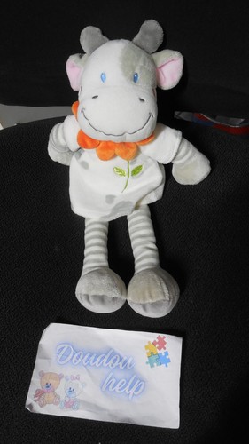 Doudou peluche vache - , blanche