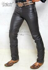 Pantalon jean cuir marron