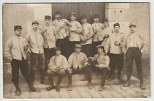 carte photo poilus 46 RI képi 1914 et quart d'essai en aluminium 1915