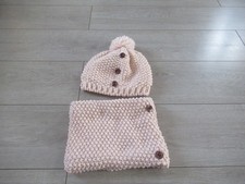 ensemble fille : bonnet pompon rose + tour de cou orchestra 10 - 14 ans