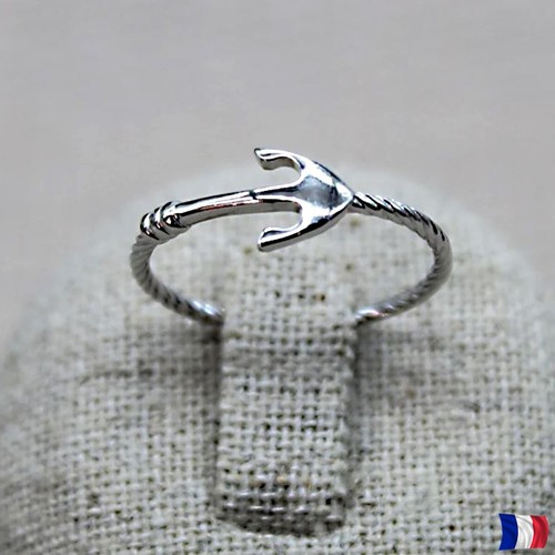 Bague ancre marine - marine, argent