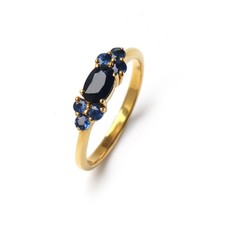 Bague saphir bleu plaqué or