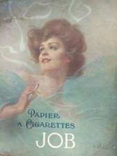 ANCIENNE AFFICHE PUBLICITAIRE CARTONNÉE Papier cigarettes JOB vers 1903