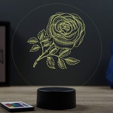 Lampe illusion 3D Fleur Rose de Rosier