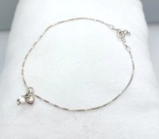Bracelet Chaîne De Cheville En Argent 925. Longueur Réglable De 23 À 25 Cm