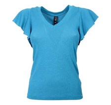 MDM MADEMOISELLE DU MONDE T-Shirt Femme Lurex Modèle 4957 Couleur Bleue