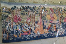 TAPISSERIE D'AUBUSSON ENTIEREMENT TISSEE MAIN : LA CHASSE AU FAUCON ROBERT FOUR