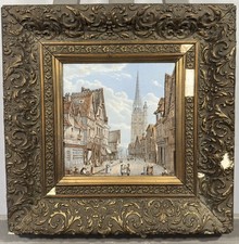 Ancienne peinture sur porcelaine ou carreau de faïence : Strasbourg Alsace