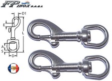 Mousqueton 80mm Targette à Emerillon ( Lot de 2 ) inox 316 - A4