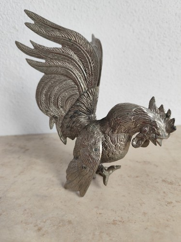 Couple coq metal argenté - couple,