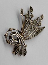 SOMPTUEUSE BROCHE EN ARGENT MASSIF VERMEIL & PIERRE DU RHIN AUX ÉPIS DE BLÉ
