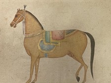 Peinture Inde XIXème siècle cheval indien art moghol tableau miniature