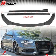 Carbon Spoiler Lèvre Lame Noir Jupe Pare-Choc Avant + Bas de Caisse Pour Audi