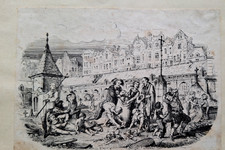 Gravure XIX°: Le charnier des innocents 1588 Edwarmay E. Barthe