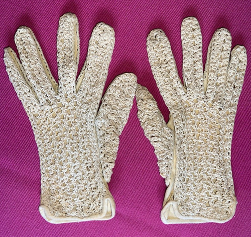 Paire gants anciens peau - paire,