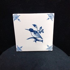 Ancien Carreau Carrelage Faience De Delft 10cm Décor Oiseau Tiles Azulejos Déco