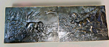 Antoine Louis Barye (1796-1875) deux Plaques, cerf et chien de chasse en relief