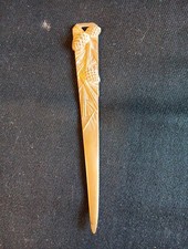 Ancien coupe papier En Bronze signé JANETO décor pomme de pin art deco L 22.5cm