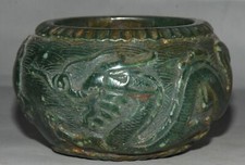 7.5CM China Old Green Jade Carved Dragon Phoenix Pattern Pot Jar Crock Tank Jug