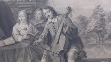 David Téniers et sa famille Le Bas XVIIIe Estampe Duc Vallière