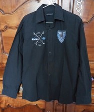 Chemise mise au green, marque française, noir, taille S noire à fine rayure gris
