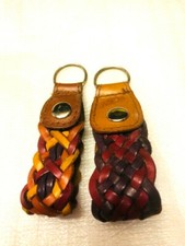 PORTE CLEFS CUIR TRESSé-PORTE CLES HOMME- Lot de 2 -9 x 2,5cm NEUFS