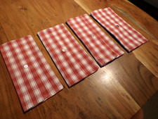 Linge ancien 1 Lot de 4 Porte serviette vichy rouge et blanc