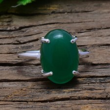 Marvelous Vert Gemme Onyx 925 Argent Sterling Handmade Bague Tout Taille