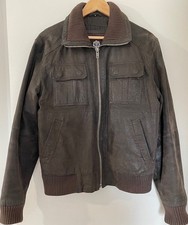Elégante veste(blouson aviateur homme en cuir taille M (46/80)  marron avec col.