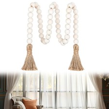 Perles en bois avec pompons