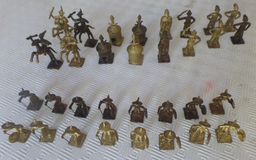 Ancien jeu echec bronze - jeu, d’echec