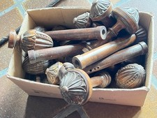 Lot Embrases Anciennes Rideaux Bois Sculpté XIXe Patères 20 Pièces