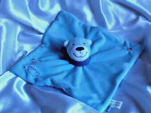 Doudou ours bleu broderies - ours,