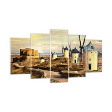 Impression sur Verre 160x85cm Tableaux Image Moulin à vent andalousie paysage