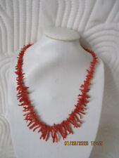 Collier Bijou Ancien Perle Corail Vintage Coral Bead Necklace