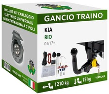 Attelage Démontable Verticale pour Kia RIO Hayon 5 portes pas de Ligne GT 17+ 7p