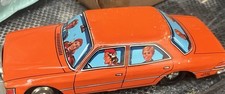 Jouet Ancien Voiture Mercedes MF 294 Orange Tôle Friction passagers Vintage 1950