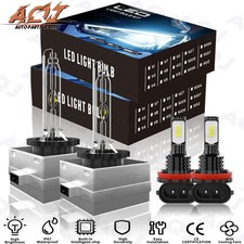 2Pcs LED Headlight Hi Lo+Fog