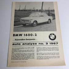 BMW 1600-2 Test Analyse / dépliant folder brochure 4p / 1967 / NL Dutch / rare