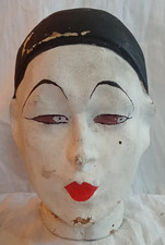 Ancienne Marotte Tête à Chapeau Coiffe Papier Mâché Pierrot 