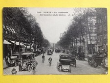cpa PARIS Transport Circulation AUTOMOBILE VOITURE ATTELAGE CALÈCHE AUTOBUS VÉLO